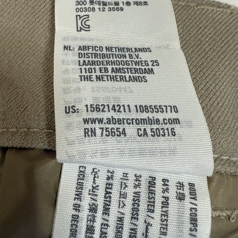 Abercrombie Pleated Wide‑Leg Stretch Waist Pants – Khaki – XS - Picture 8 of 9